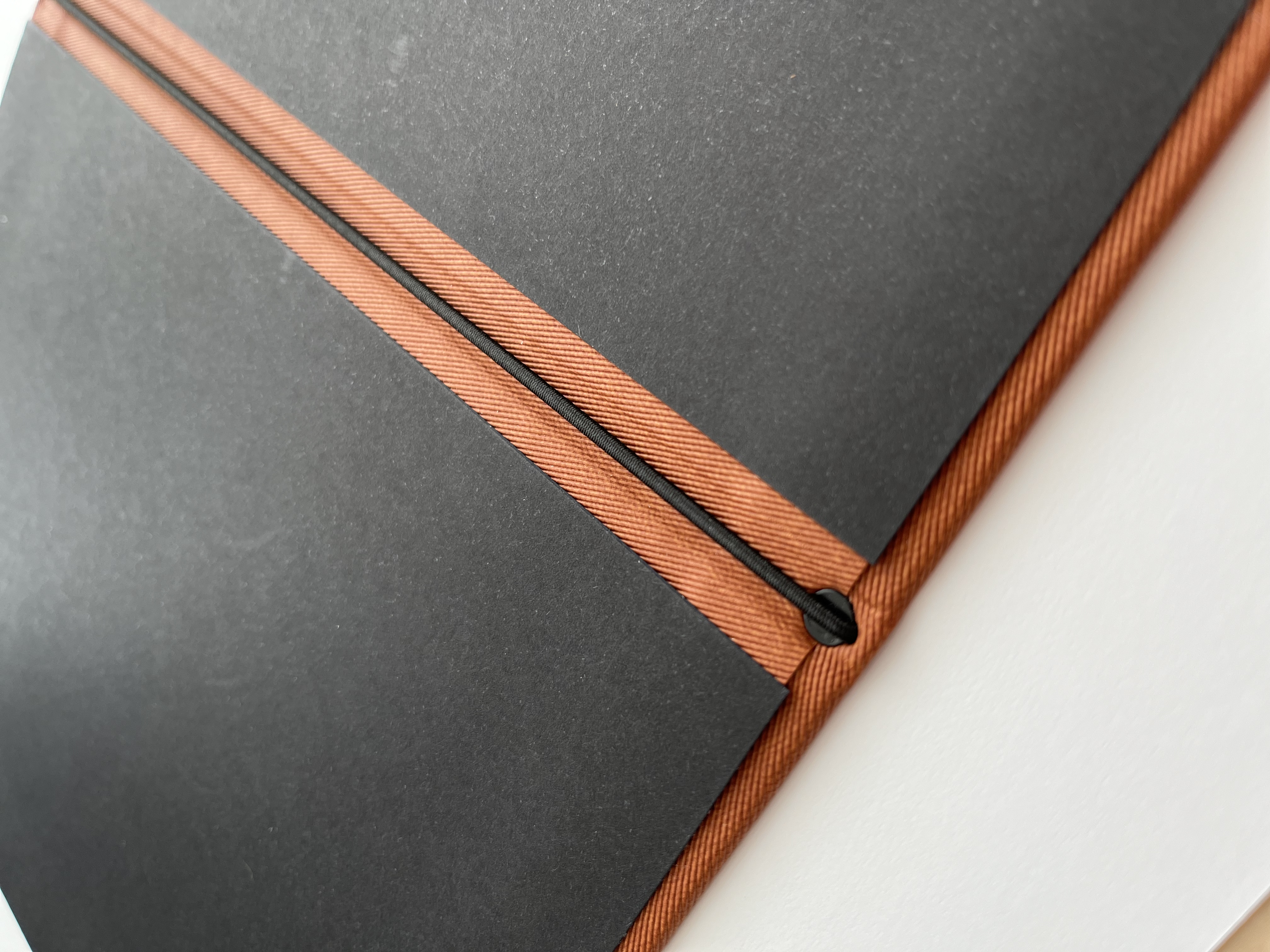 Premium restaurant menu with orange leather-look fabric